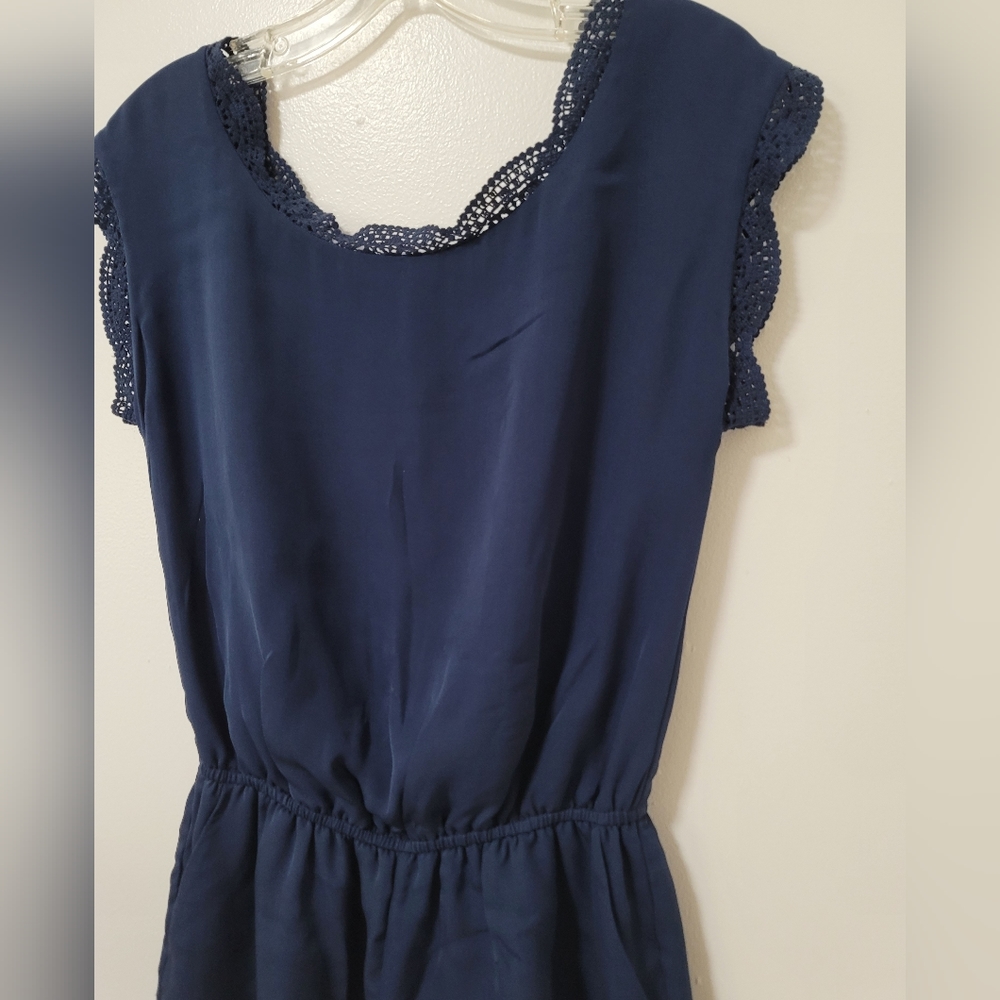 Revolve X Joie Romper Paola Blue Silk Crochet Trim Short Sleeve Slouchy Fit XXS - Picture 6 of 16